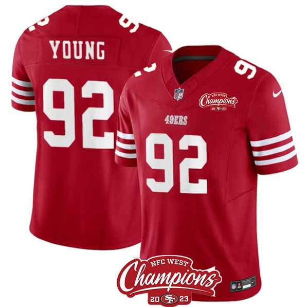 Men & Women & Youth San Francisco 49ers #92 Chase Young Red 2023 F.U.S.E. NFC West Champions Patch Stitched Jersey->san francisco 49ers->NFL Jersey
